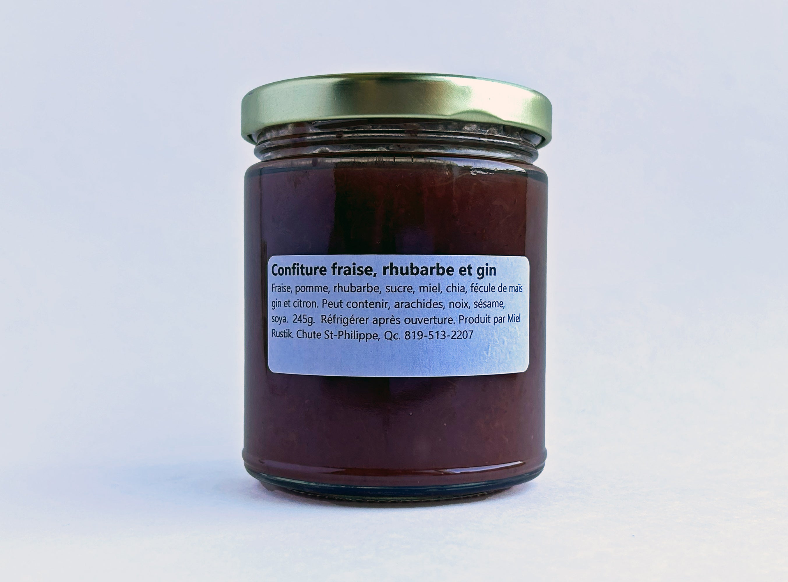 Confiture de fraises, rhubarbe et gin