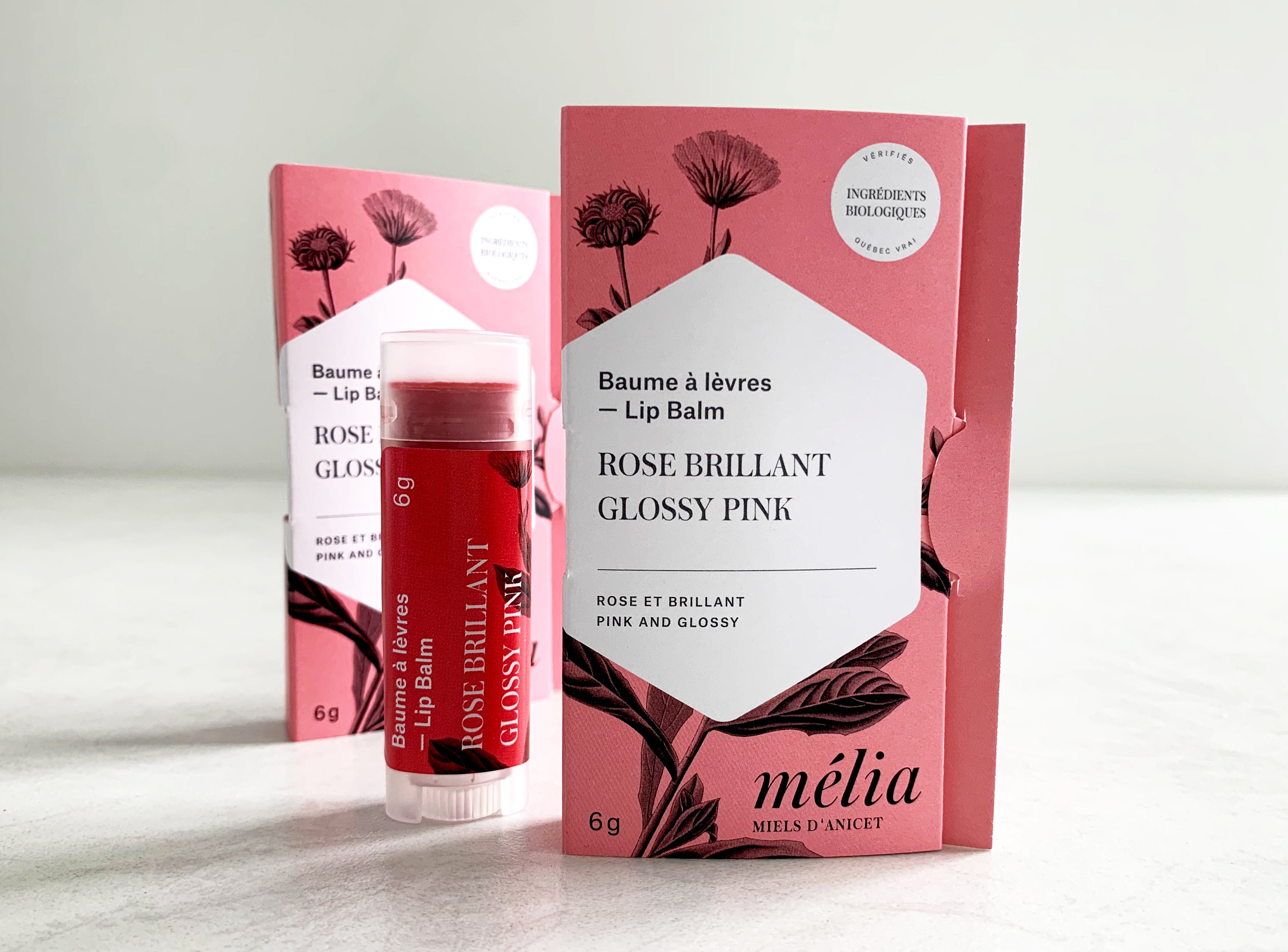 Baume à lèvres rose brillant